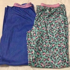 NWOT 2 Calvin Klein girls 10/12 lightweight fleece Pajama bottoms elastic band